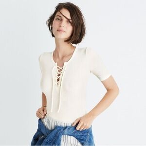 MADEWELL RIBBED LACE UP BODYSUIT
